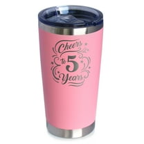 Bevvee Insulated Travel Tumbler 20 oz Cheers 5 Years Gifts for 5th Anniversary Celebrations Tumblers