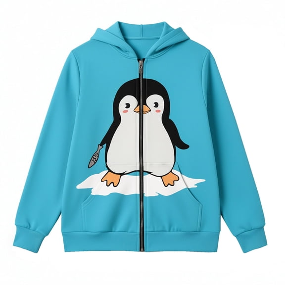 WOYY Infant Boys Zip Up Hoodie Casual Cute Penguin Print Hooded Sweatshirt, Sizes 18-24 Months
