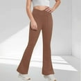 thumbnail image 2 of NAISIBABY Girls Flare Leggings with Side Pockets, Stretchy Bell Bottoms High Waist Kids Yoga Dance Pants Brown 7T, 2 of 8