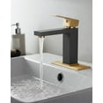thumbnail image 6 of Bathroom Faucet 1 Hole, Single Handle Stainless Steel Bathroom Sink Faucet, Modern Vanity Faucets with Deck Plate,Water Supply Hoses and Pop Up Drain,Matte Black and Brushed Gold Plate, 6 of 18