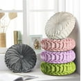thumbnail image 2 of HIG Set of 2 Pumpkin Pleated Round Throw Pillows, Soft Velvet, Beige, 14.5" Diameter, 2 of 5
