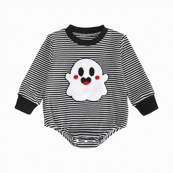 Wonitaaizi Halloween Baby Clothes Newborn Boy Pumpkin Romper Sweatshirt Fall Outfit(3-6 Months,Black)