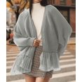 thumbnail image 4 of Open Front Chunky Cardigan Sweaters for Women Dressy Lace Long Sleeve Cable Knit Sweater Outwears Gray S, 4 of 10