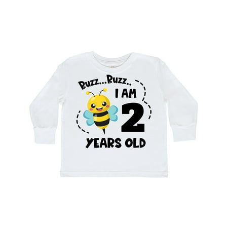 

Inktastic Buzz Buzz I am 2 Years Old Cute Bee Gift Toddler Boy or Toddler Girl Long Sleeve T-Shirt