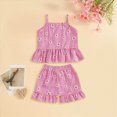 thumbnail image 2 of Toddler Girl Clothes Sets Cute Flower Embroidery T-Shirt & Drawstring Shorts 2-Piece Outfit Sister Matching Outfit 6-12 Months, 2 of 5