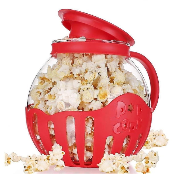Microwave Popcorn Maker Red Mini Bucket Style Popcorn Bowl Silicone Lid Microwave Safe