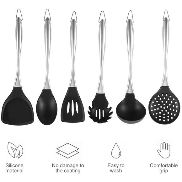 Slotted Spoon Silicone Cooking Colander Stainless Handle Heat Resistant Kitchen Pasta Server Kitchen Utensil, Slotted Spoon