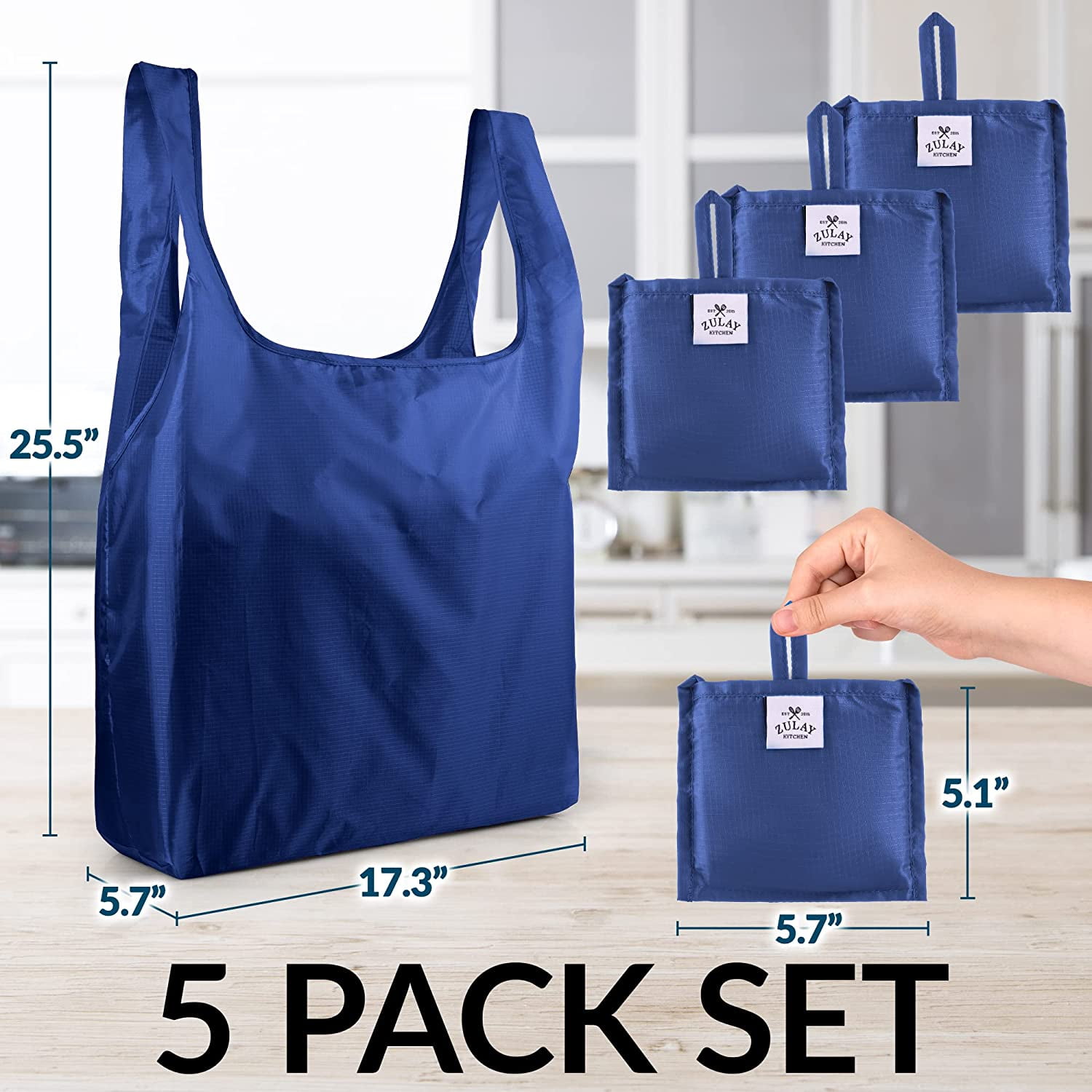 Reusable Grocery Bags - 5 Pack | Zulay Kitchen
