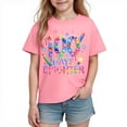 thumbnail image 2 of Blusas y camisas de manga corta con cuello redondo para niños y niñas, camisetas gráficas de manga corta, blusas con estampados bonitos para la temporada escolar., 2 of 9