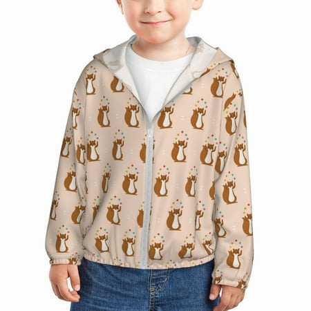 

Zeuib Cute Squirrel Print Girls & Boys Sun Protection Hoodie with UPF 50+ Children’s Quick-Dry Jacket Perfect for Outdoor Activities-3 Years