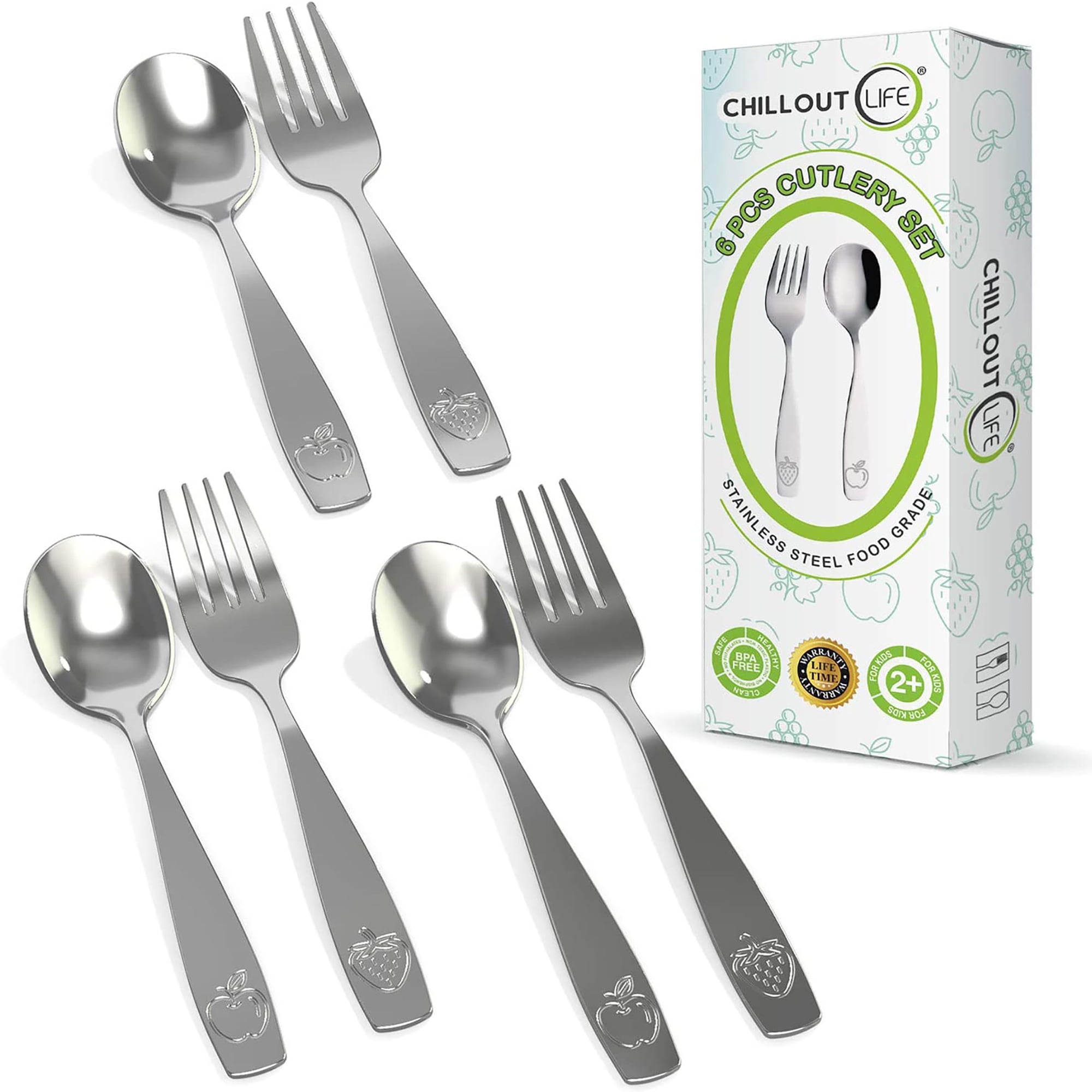 3pc Kids Cutlery Set Stainless Steel Childrens First Dinner Spoon Fork 