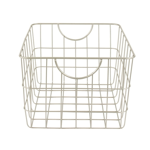 Spectrum Diversified Steel Utility Wire Storage Basket with Curved Easy Grab Handles, Satin Nickel