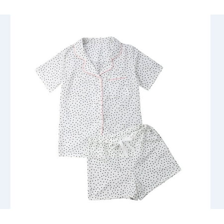 

Fashion Women Sleepwear Cute Cotton Pajamas Set Short Sleeve Nightgown Summer