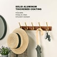 thumbnail image 3 of 17.3" Small Walnut Wood Coat Rack Wall Mount with 5 Hooks, Heavy Duty Wooden Jacket Hanger Door Mounted for Decorative Entryway Bathroom Hanging Towel Backpack Purse Clothes Hat Key Gold, 3 of 3