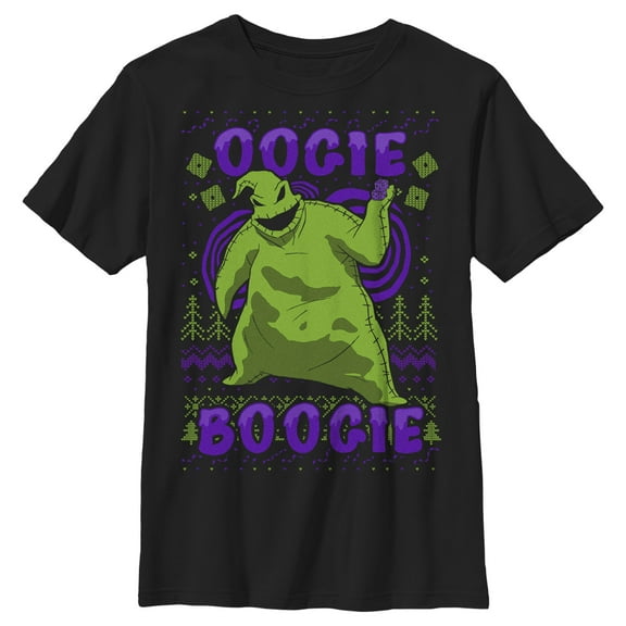 Boy's The Nightmare Before Christmas Oogie Boogie Ugly Sweater Graphic Tee Black X Large