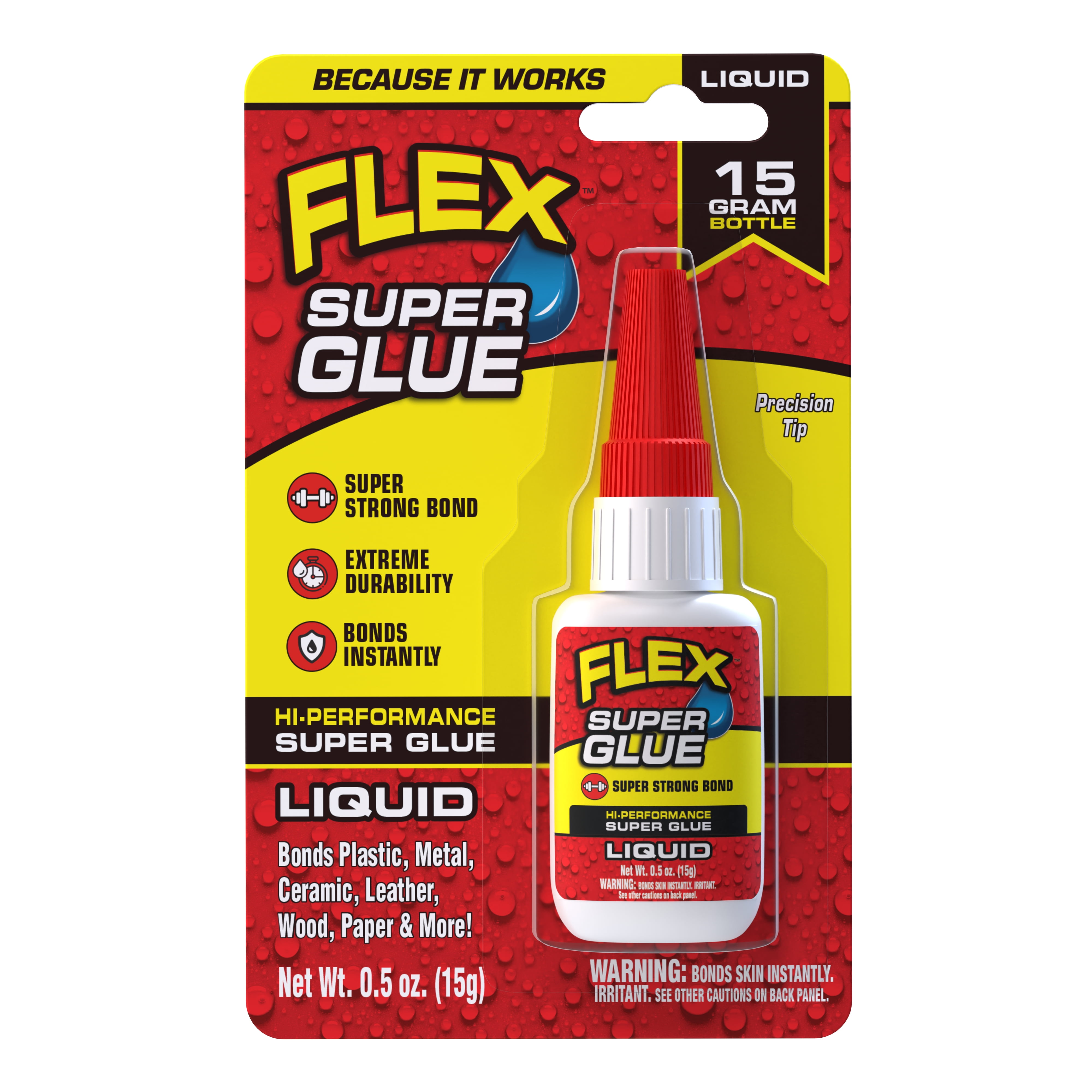 Flex Seal, Super Glue Liquid, 15Gram Bottle Bonds Instantly