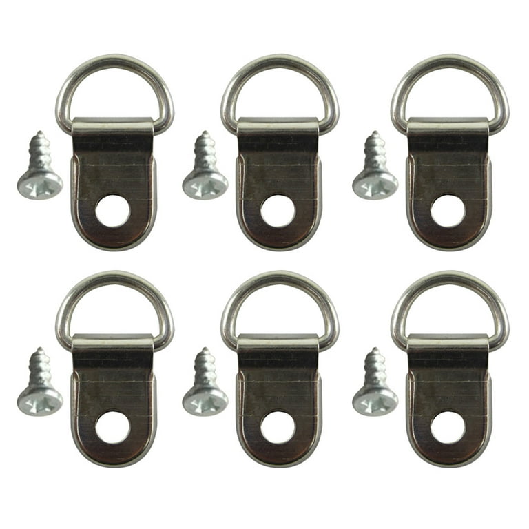 100 Pcs Heavy Duty Single Hole D Ring Hanging Picture oil Painting Mirror  Frame Hooks Hangers with 100 Pcs Screws 
