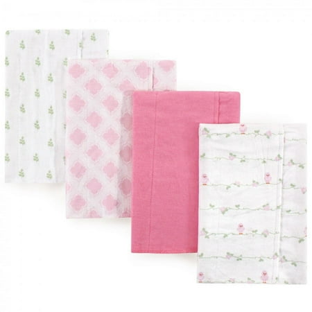 UPC: 0660168017427 | Luvable Friends Baby Girl Cotton Flannel Burp Cloths 4pk Bird One Size