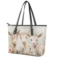 thumbnail image 3 of ZUXONGSY Goat Flower Print Handbag for Women Practicality Laptop Tote Bag PU Leather Satchel Handbags with Handle for Daily Use Work, 3 of 6