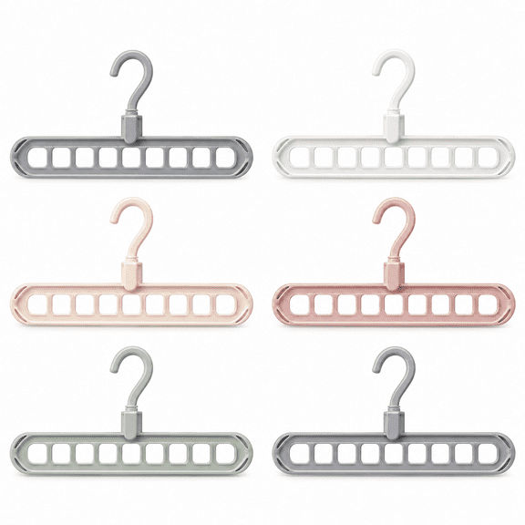 6PCS Closet Organizers and Storage, Multifunctional Space Saving Closet Organizers, 9-Hole Magic Hangers with 360° Rotatable Design, Heavy Duty Wardrobe Storage,