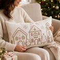 thumbnail image 3 of Christmas Throw Pillow Cover, Chenille Gingerbread House Cushion Case with Snowflake Detail, Decorative Sofa Cover for Couch, Bedroom, Chair and Cozy Indoor Holiday Seasonal, Beige2, 3 of 6