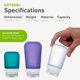 thumbnail image 5 of Botellas de viaje humangear GoToob+, silicona recargable, 100 ml, paquete de 3, 5 of 6