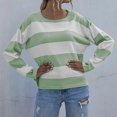 thumbnail image 2 of GEWSEY Womens 2025 Fall Striped Sweaters Long Sleeve Crew Neck Shirts Ribbed Knit Color Block Lightweight Pullover Sweater Top (Green, S), 2 of 8