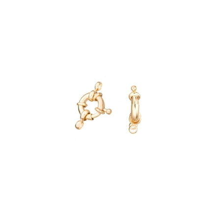 Rings Leaf Clasp - 11mm 16K Gold-Finished Nautical Spring Ring Clasp With Double Loops Sold per pkg of 6