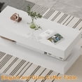 thumbnail image 5 of LED Coffee Table with Storage Shelf, High Glossy Faux Marble Storage Center Tables, Modern Stylish Double-Layer Accent Tables with Marbling Print for Living Room & Small Spaces,Pure White, 5 of 7