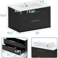 thumbnail image 2 of 30" Bathroom Vanity Cabinet with Sink, Wall Mounted Floating Bathroom Vanity with 2 Big Drawers and Gold Metal Handles, Black, 2 of 9