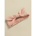 thumbnail image 6 of Musuos Baby Summer 2PCS Romper, 3 6 12 18M Sleeveless Plain Pleated Crew Neck Ruffle Snap Bottom Jumpsuit, Stretchy Bow Headband, 6 of 10