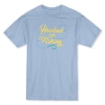 thumbnail image 1 of T-shirt Homme Bleu Clair avec Citation Graphique "Hooked On Fishing", 1 of 1