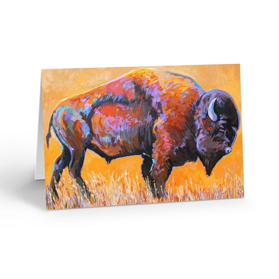 Beautiful Colorful Buffalo Blank Note Card - 10 Note Cards with Envelopes - 1444