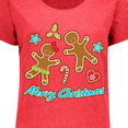 thumbnail image 4 of Inktastic Merry Christmas with Gingerbread Cookies Women's Plus Size T-Shirt, 4 of 5