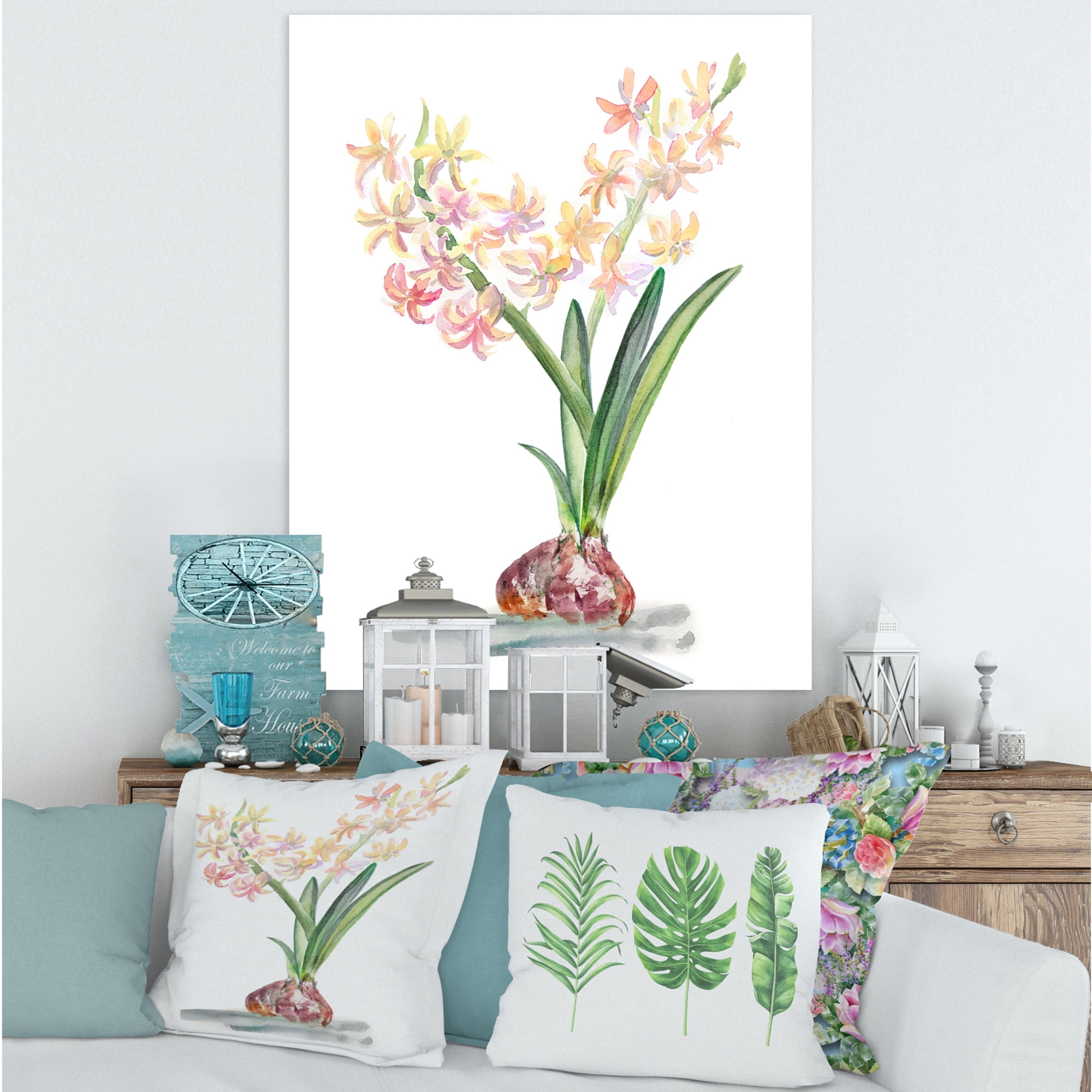 Designart ' Blossoming Hyacinth ' Traditional Canvas Wall Art Print