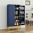 thumbnail image 4 of HLR 45" Kitchen Pantry Cabinet with Doors and Adjustable Shelves, Food Storage for Dining Room, Navy Blue, 4 of 11
