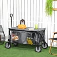 thumbnail image 2 of Outsunny Chariot Pliant de Jardin avec Roues, Gris, 2 of 10