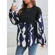 thumbnail image 3 of - Blusa de mernidad con estampado gráfico de manga larga con cuello redondo para mujer, 3 of 5