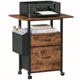 thumbnail image 2 of 2 Fabric Drawer File Cabinet With 24'' Extended Tabletop Mobile Filing Cabinet Rolling Vertical File Cabinet With Storage Bag Printer Stand Fits A4/Letter Size Home Office Light Brown, 2 of 4