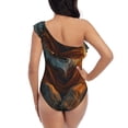 thumbnail image 5 of Picia Prairie Meditating Lion Pattern Women's One Piece Swimsuits,One Shoulder Swimwear Asymmetric ,Ruffle Monokinis Bathing Suits,High Waisted Flattering Bathing Suits-Medium, 5 of 8