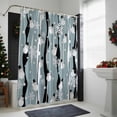 thumbnail image 4 of Christmas Winter Snowman Bathroom Shower Curtain Snowflakes Black Blue Striped Waterproof Washable Shower Curtains for Bathtub Bath Decor with Grommets and Hook 72 X 72 Inch, 4 of 8
