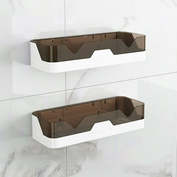 Estante de ducha de pared sin perforaciones, estante de ducha adhesivo con fuerte adherencia, su opción ideal para un almacenamiento versátil en el baño, la cocina y el dormitorio (2 piezas)