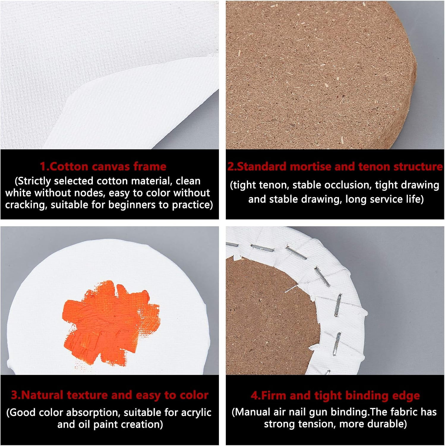 6 Packs Mini Canvas Panel 4 Inch Diameter Round Canvas Painting Sketchpad Wooden Sketchpad Drawing Board for Painting Craft Drawing diy