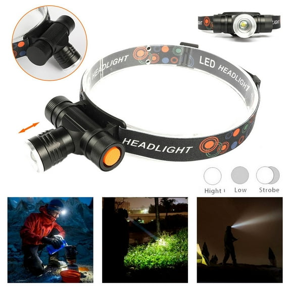 EGNMCR Portable XML-T6 3 Modes USB Rechargable Flashlight Light Zoomable Outdoor head light