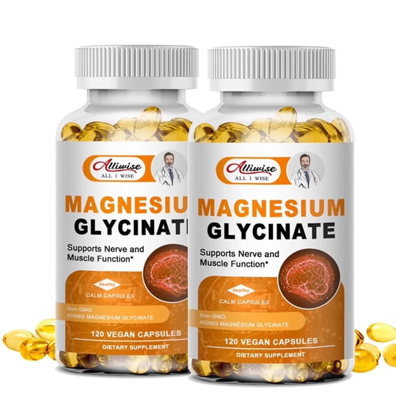 (2 Pack) Magnesium Glycinate 400mg with Vitamin B6,D3,for Sleep, Muscle & Bone Health, 240 Capsules
