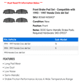 thumbnail image 2 of Front Brake Pad Set - Compatible with 1993 - 1997 Honda Civic del Sol 1994 1995 1996, 2 of 2