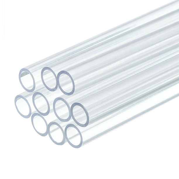 Uxcell Paquete de 10 Tubos Rígidos de Plástico Transparente 6mm ID x 8mm OD, Tubos Redondos de Policarbonato para Tubería de Agua de Acuario