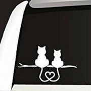 Kitty Cat Tail Heart Vinyl Cut Decal With No Background | 5.5 Inch White Decal | Car Truck Van Wall Laptop Cup