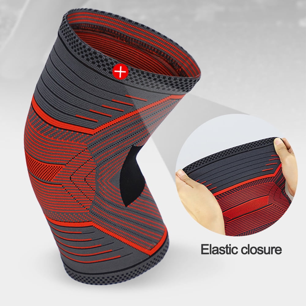 Knee Compression Sleeve - Knee Braces, Knee Support for Working Out, Running-red-L