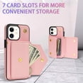 thumbnail image 4 of Nalacover Case for iPhone 11, Crossbody Wallet Case with Card Slots Holder, PU Leather Lanyard Shoulder Strap Purse Cover with Kickstand Shockproof Case for iPhone 11, Pink, 4 of 7